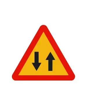 Alquiler Señal obra triangular circulación 2 sentidos 70 cm. TP-25 Gomez Oviedo